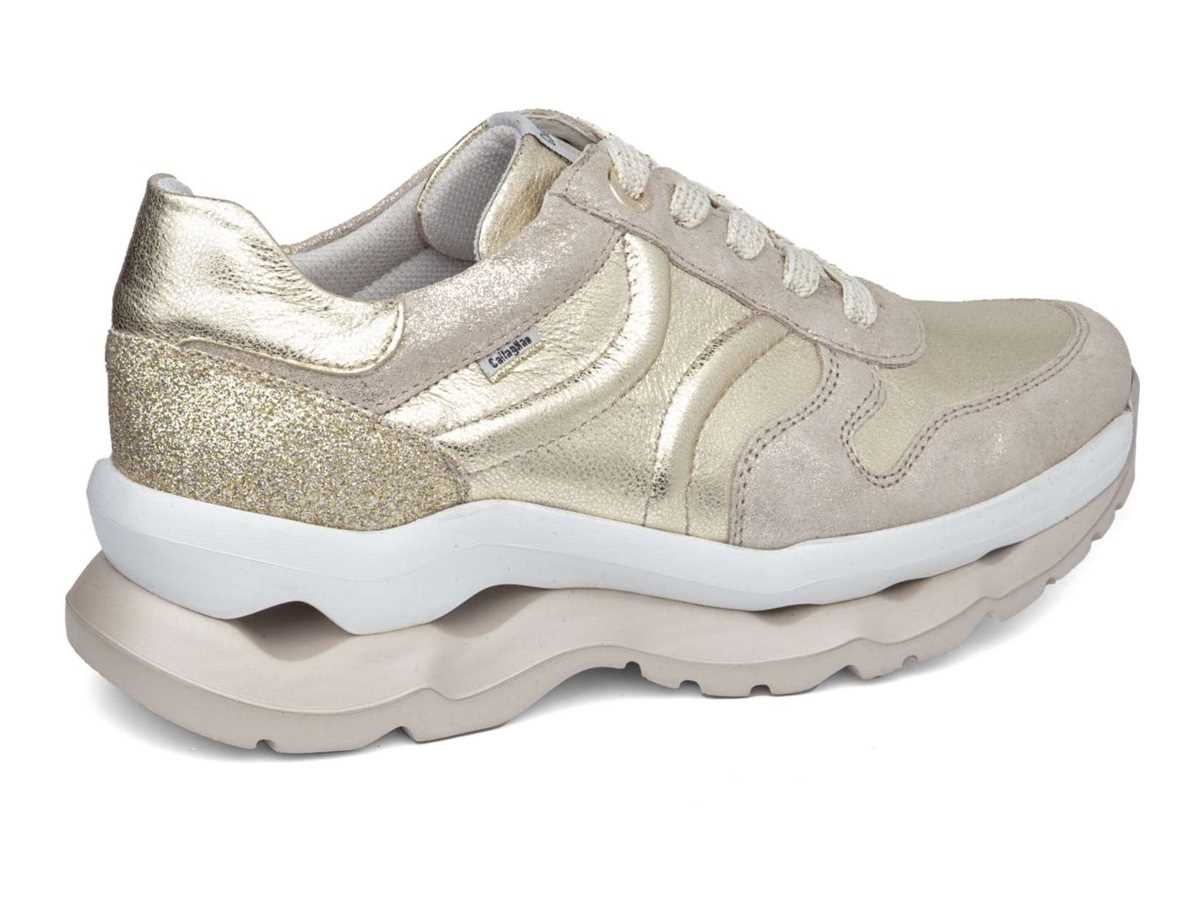 Callaghan 18820 Sole Spor Ayakkabı Kadın Beyaz Bej Rengi Altın | BYQ4916MZ