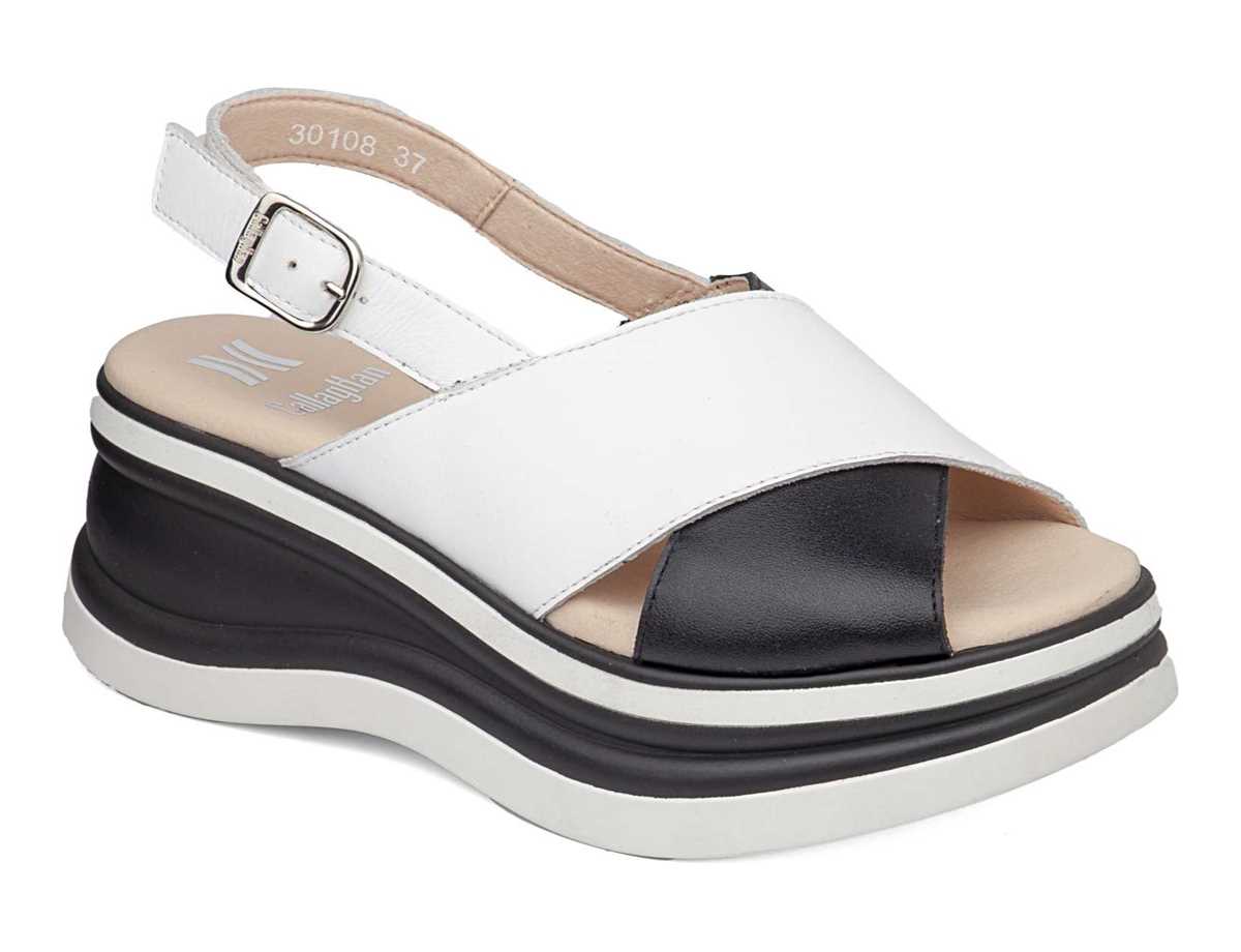 Callaghan 30108 Daniela Platform Sandalet Kadın Beyaz Siyah | XSC5391RK
